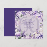 Lila Lavendel Aquarell Blommig Ålders Födelsedag