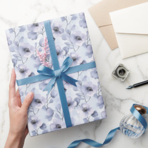 Lila Lavendel Blommig Bröllopsdusch Presentpapper