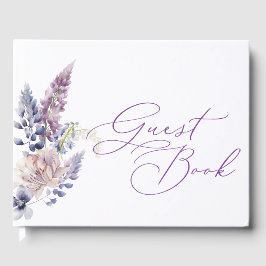 Lila + Lavendel Blommig Gästbok