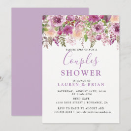 Lila Lavendel Blommig Mixad Par Babyshower Inbjudningar