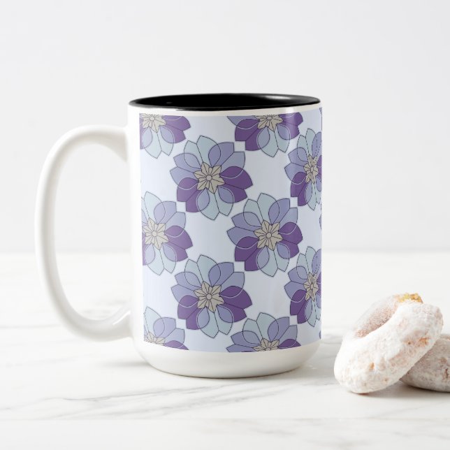 Lila & Lavendel Blommig Modern Elegans Två-Tonad Mugg (Med munk)