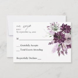 Lila & Lavendel Blommig RSVP utan måltidsval OSA Kort