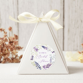 Lila + Lavendel Blommig Rund Klistermärke