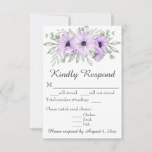 Lila Lavendel Blommig Skript Bröllop RSVP-kort