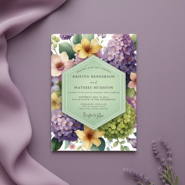 Lila Lavendel Blommig Whimsy Bröllop Inbjudningar (Skapare uppladdad)