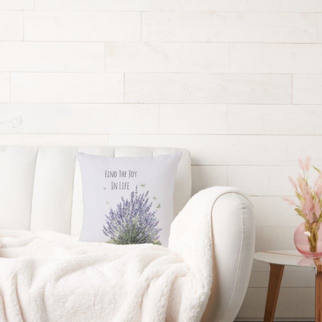 Lila Lavendel Blommor Mint Fjärilar Glädje Kudde (Soffa)