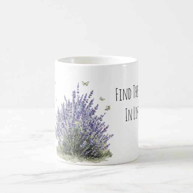Lila Lavendel Blommor Mint Kossor Glädje Kaffemugg (Center)
