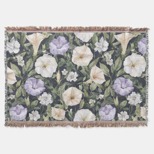 Lila Lavendel Crème Petunia Blommor   Filt (Framsidan)