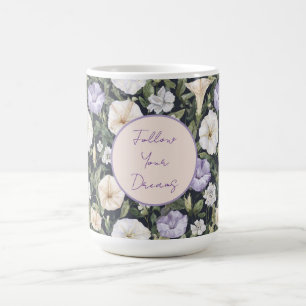 Lila Lavendel Crème Petunia Blommor Kaffemugg