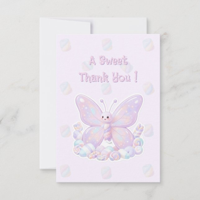 Lila Lavendel Dröm Fjäril Baby Shower Tack  Kort (Framsida)