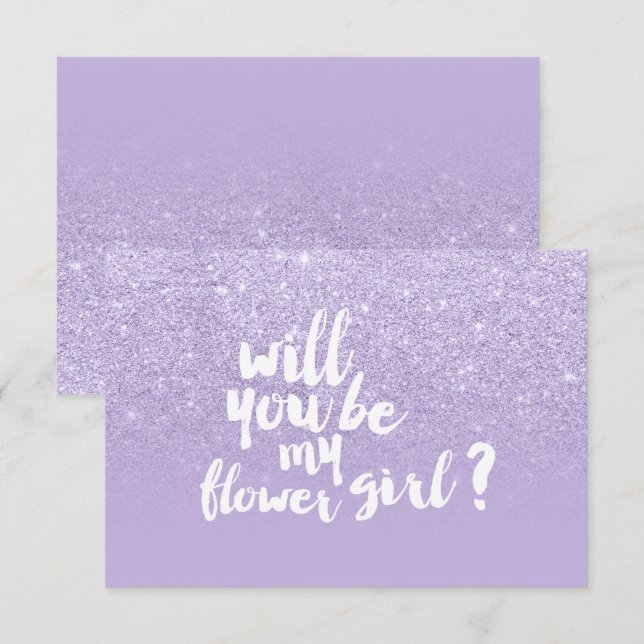Lila lavendel falskt glitter ombre blommig flicka inbjudningar (Fram/baksida)