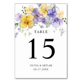 Lila Lavendel Gul Ljus Dammig Blommig Bröllop Bordsnummer