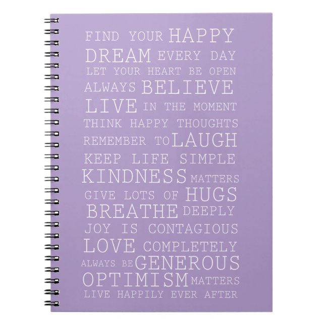 Lila Lavendel Inspirerande Citat Kärlek Dröm Anteckningsbok (Framsidan)
