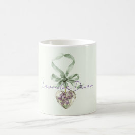 Lila Lavendel Pistage Grön Blommig Hjarta Kaffemugg