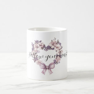 Lila Lavendel Rosa Blommig Hjärtkrans Kaffemugg