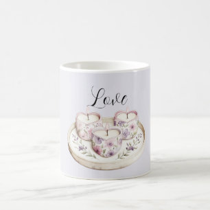 Lila Lavendel Rosa Blommig Hjärtljus Kärlek Kaffemugg