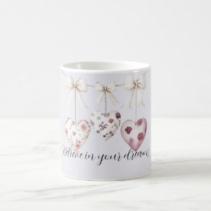 Lila Lavendel Rosa Blommiga Hjärtan Krämfärgade Sl Kaffemugg