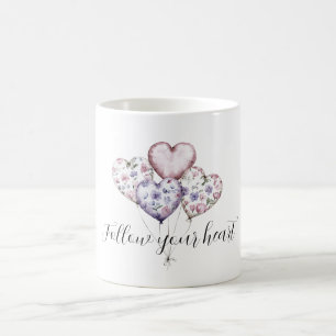 Lila Lavendel Rosa Blommiga Hjärtballonger Kaffemugg
