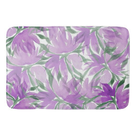 Lila Lavendel Vattenfärg Elegant Blommig Badrumsmatta