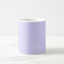 Lila Lavendel & Vit Minimalistisk Namn Anpassad 01 Kaffemugg