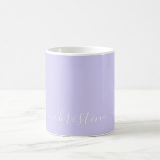 Lila Lavendel & Vit Minimalistisk Namn Anpassad 01 Kaffemugg