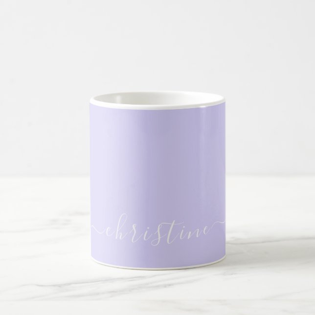 Lila Lavendel & Vit Minimalistisk Namn Anpassad 01 Kaffemugg (Center)