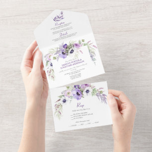 Lila Lavendel & Vita Anemoner Blommig