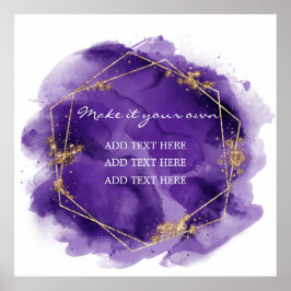 Lila Lavendel Watercolor Guld Glitter Bröllop  Poster