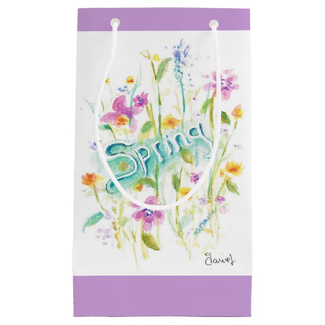 Lila lavendelblomma design presentpapperspåse (Framsidan)