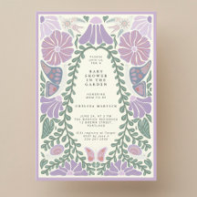 Lila lavendelblommig baby shower-inbjudan