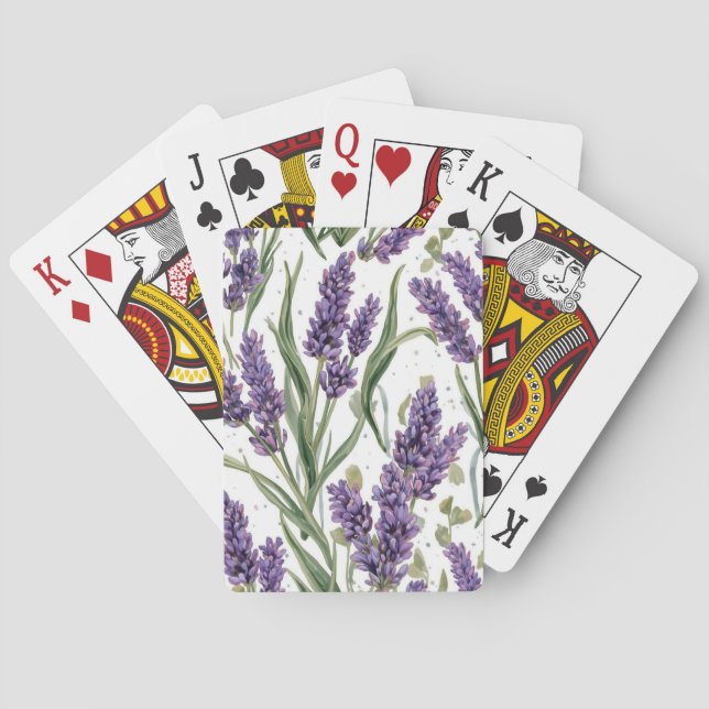Lila lavendelblommor akvarell botanisk casinokort (Baksidan)