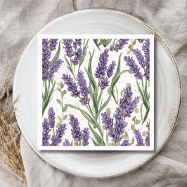 Lila lavendelblommor akvarell botanisk pappersservett