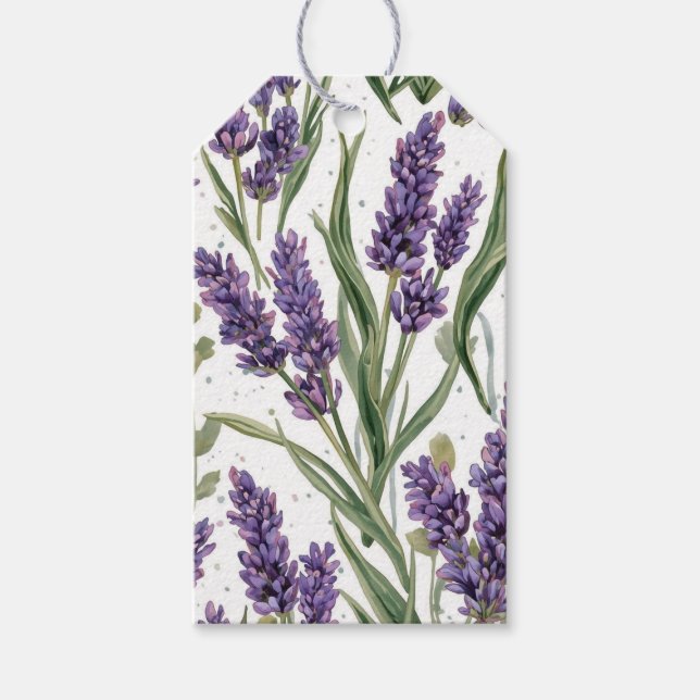 Lila lavendelblommor akvarell botanisk presentetikett (Framsidan)