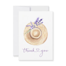 Lila Lavendelblommor Halmhatt Tacksamhetskort