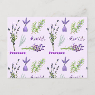 Lila lavendelblommor och knippen av lavendel vykort