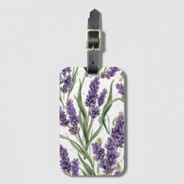 Lila Lavendelblommor Vattenfärg Botanisk Bagagebricka
