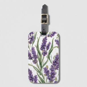 Lila Lavendelblommor Vattenfärg Botanisk Bagagebricka