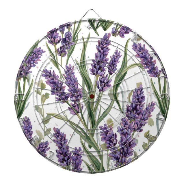 Lila Lavendelblommor Vattenfärg Botanisk Darttavla (Framsidan)