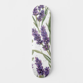 Lila lavendelblommor vattenfärg botanisk mini skateboard bräda 18,5 cm