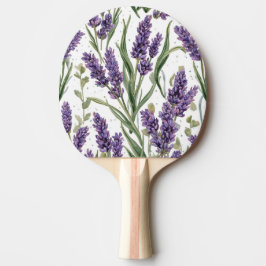 Lila Lavendelblommor Vattenfärg Botanisk Pingisracket