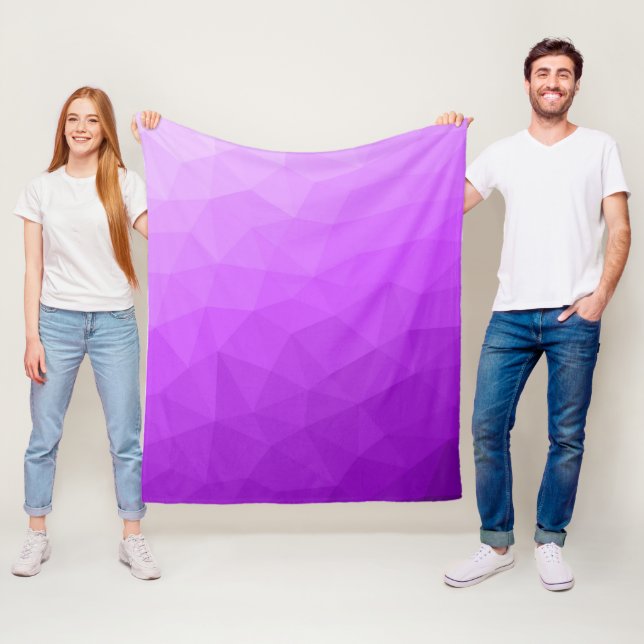 Lila lavendelgradient geometriskt nätmönster fleecefilt (På plats)