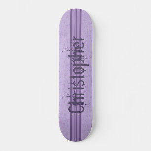 Lila Lavender Anpassningsbar strimlad Monogram Skateboard Bräda 21,5 Cm