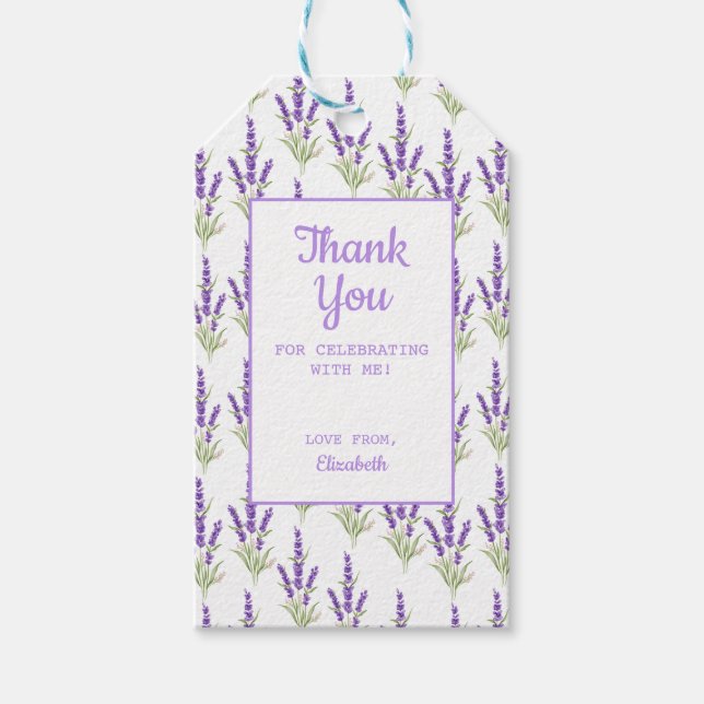 Lila Lavender Antique Ram Birthday Tack Presentetikett (Framsidan)