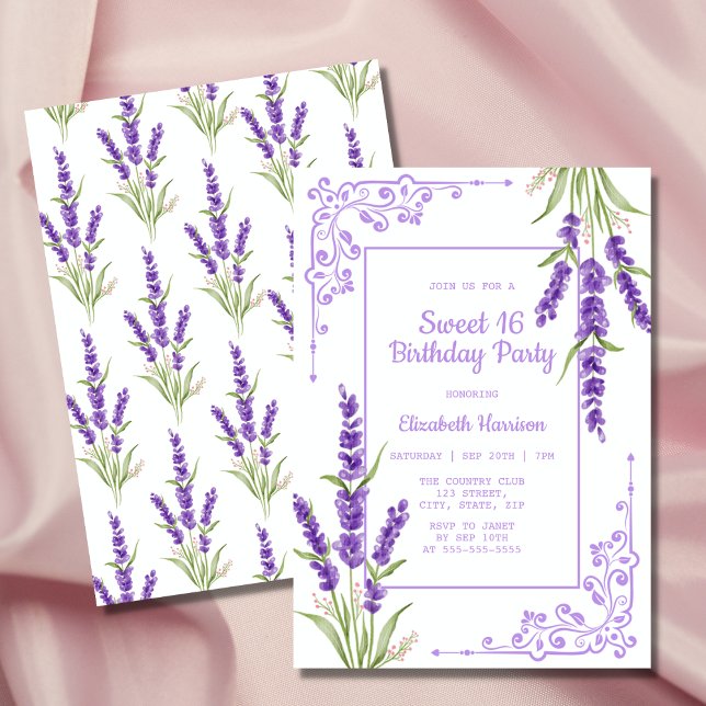 Lila Lavender Antique Ram Sweet 16 Birthday Inbjudningar (Skapare uppladdad)