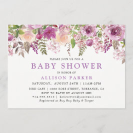 Lila Lavender Blommigt Baby Shower-inbjudan Inbjudningar