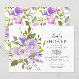Lila Lavender Blommigt BABY Shower-inbjudningar Inbjudningar