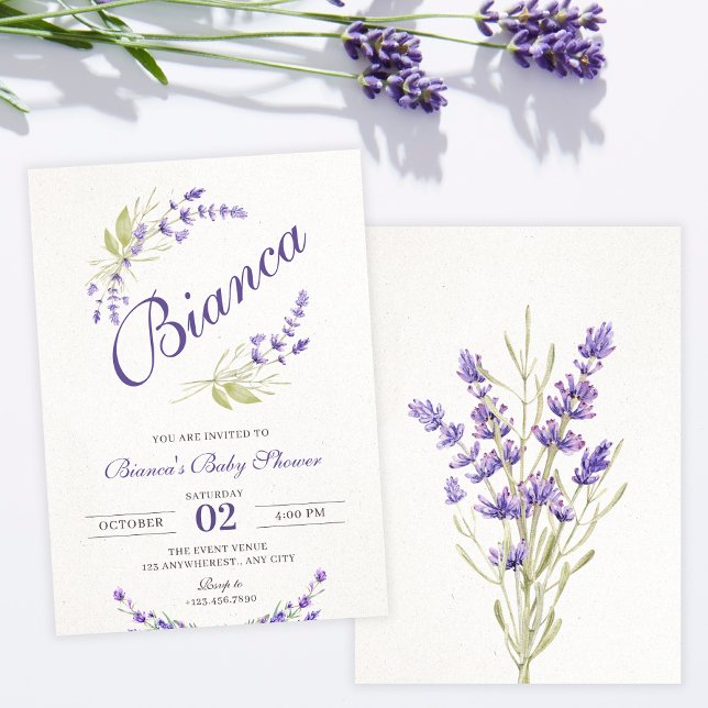 Lila Lavender blommigt babydusch Inbjudningar (Skapare uppladdad)