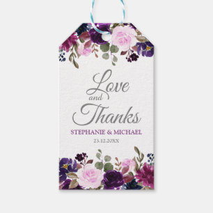 Lila Lavender Blommigt Boho Bröllop-märkre Presentetikett