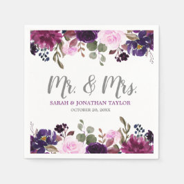 Lila Lavender Blommigt Boho Bröllop Pappersservett