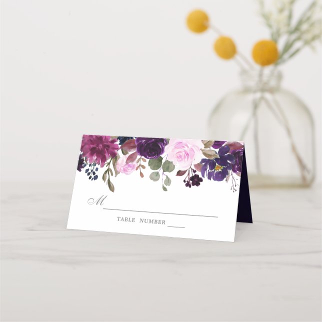 Lila Lavender Blommigt Boho Bröllop Place Card Placeringskort (Framsida)
